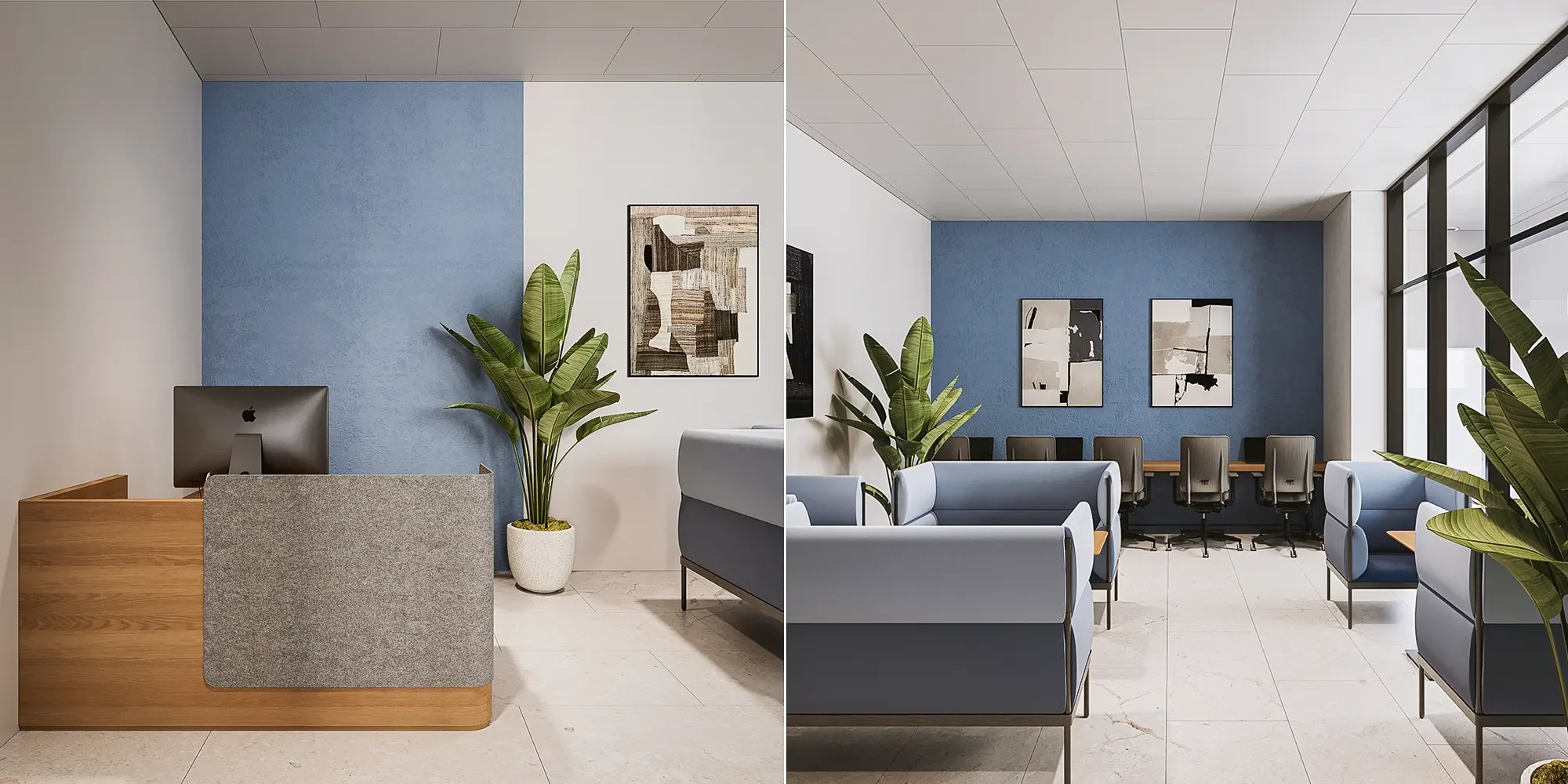 Buisness Center with hightback chair, task chairs and small wooden reception desk, GNPC